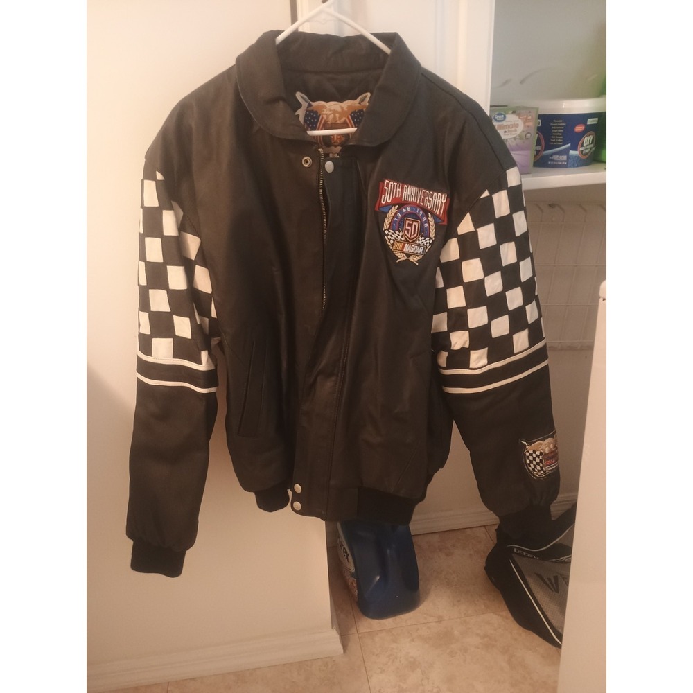 Jeff Hamilton 1998 NASCAR 50th Anniversary Vintage Leather Jacket XL
